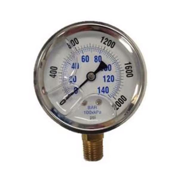 2000 PSI Pressure Gauge, Stainless Steel