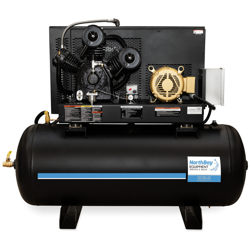 80-GALLON Industrial Two Stage – Electric – 18 CFM @ 175 CFM Horizontal Models