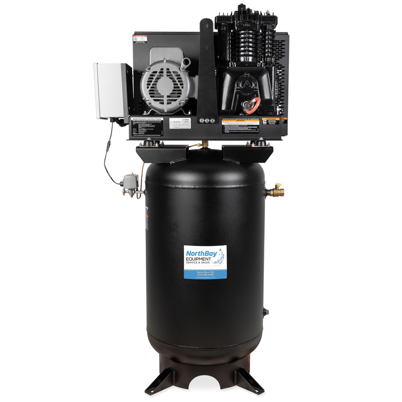 80-GALLON Industrial Two Stage – Electric – 23.5 CFM @ 175 PSI Vertical Models